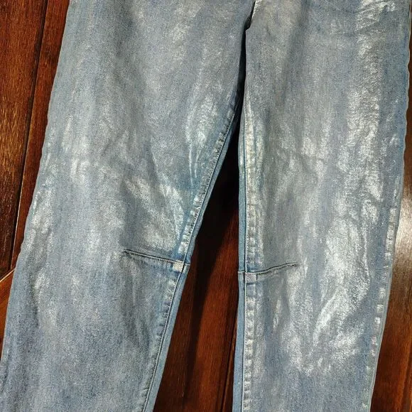Kut From the Kloth Ashley Slouchy Barrel Jeans Womens Size 2 High Rise Metallic - Picture 3 of 11